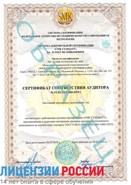 Образец сертификата соответствия аудитора №ST.RU.EXP.00014299-1 Сергач Сертификат ISO 14001